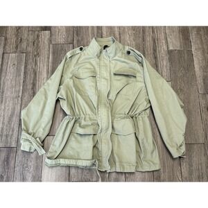 Derek Lam 10 Crosby Womens Button Tie Front V Jacket Green Cotton Size XXL